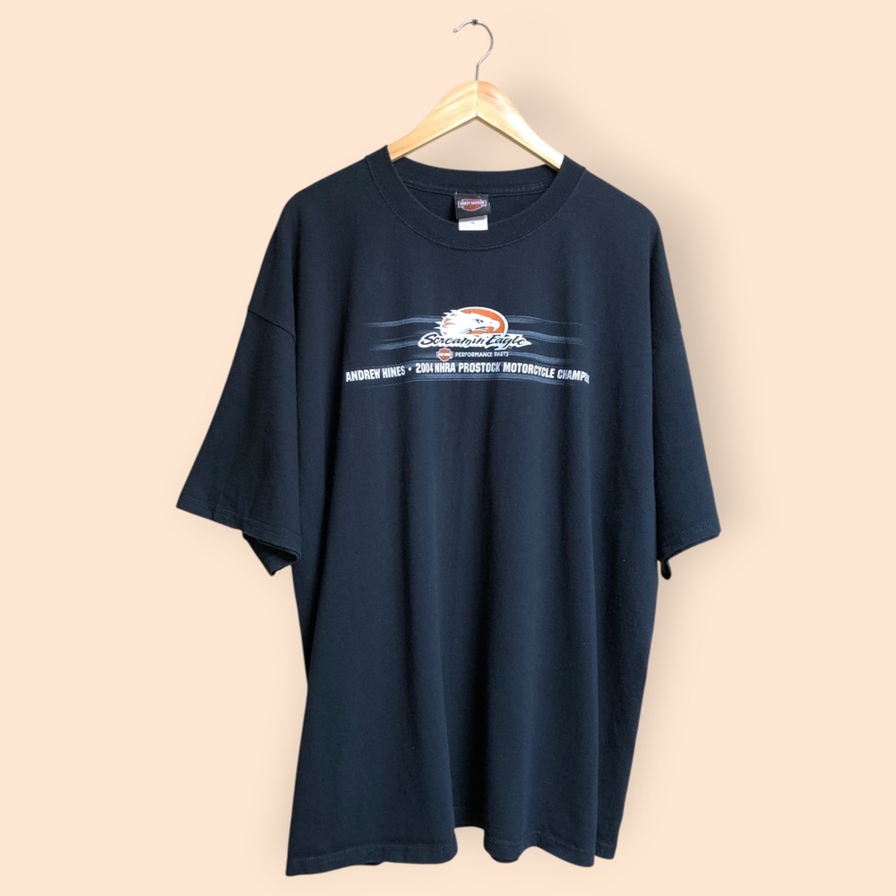 Vintage 2004 Harley Davidson Screamin Eagle NHRA Motorcycle Racing T-shirt 2XL